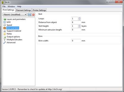 Slic3r (Print Settings) - "Skirt and Brim"
