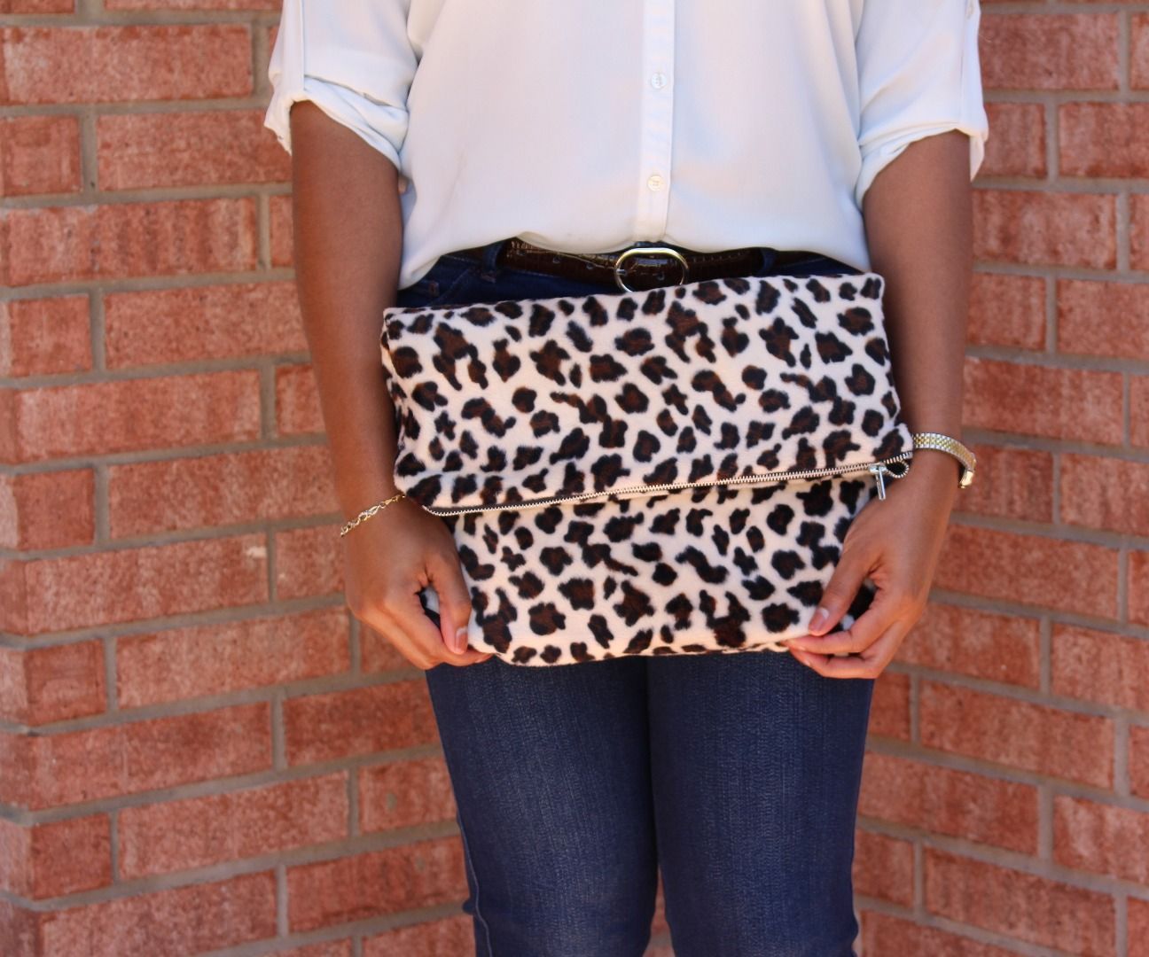 Oversized Foldover Faux Fur Clutch Purse