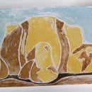 White-Line Linoleum Print