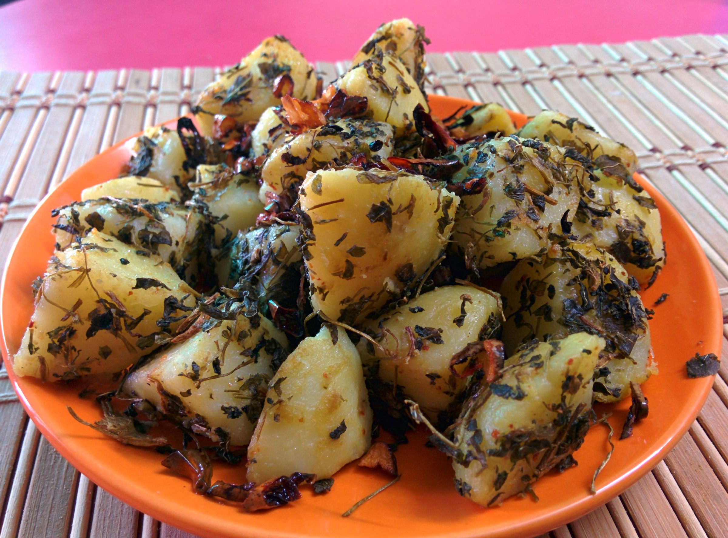 Indian Aloo Meethi Instant Version. Potato Fenugreek Snack