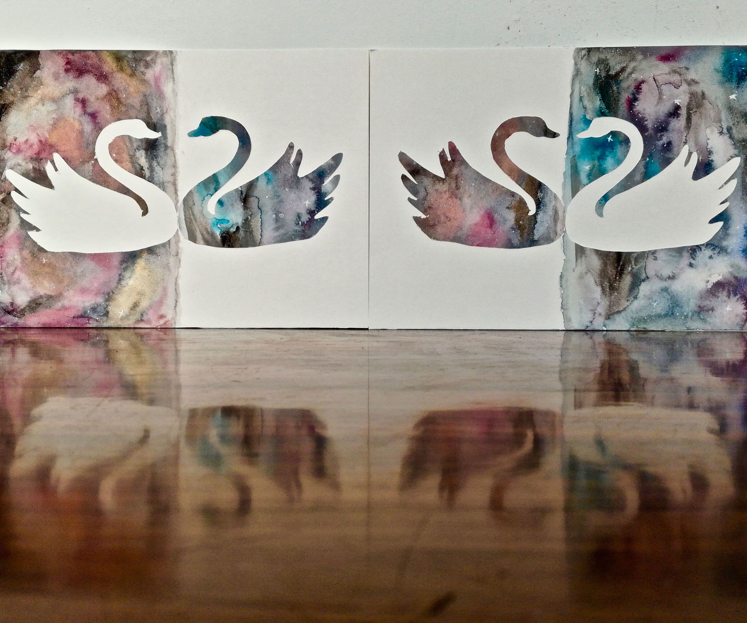 Swan Love Galaxy Painting
