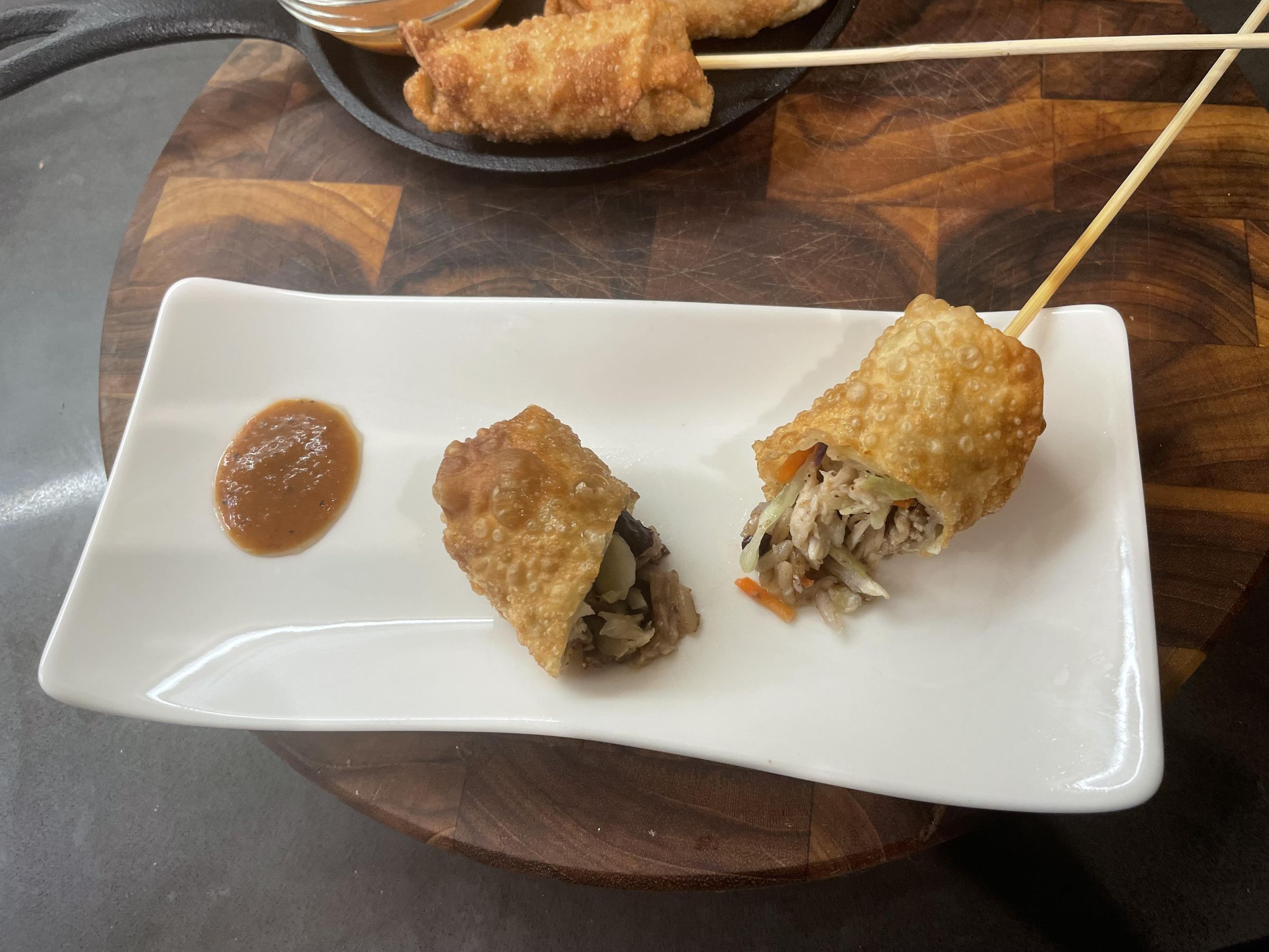 "Jerk Chicken Mini Eggrolls on a Stick" or "How I Changed a Takeout