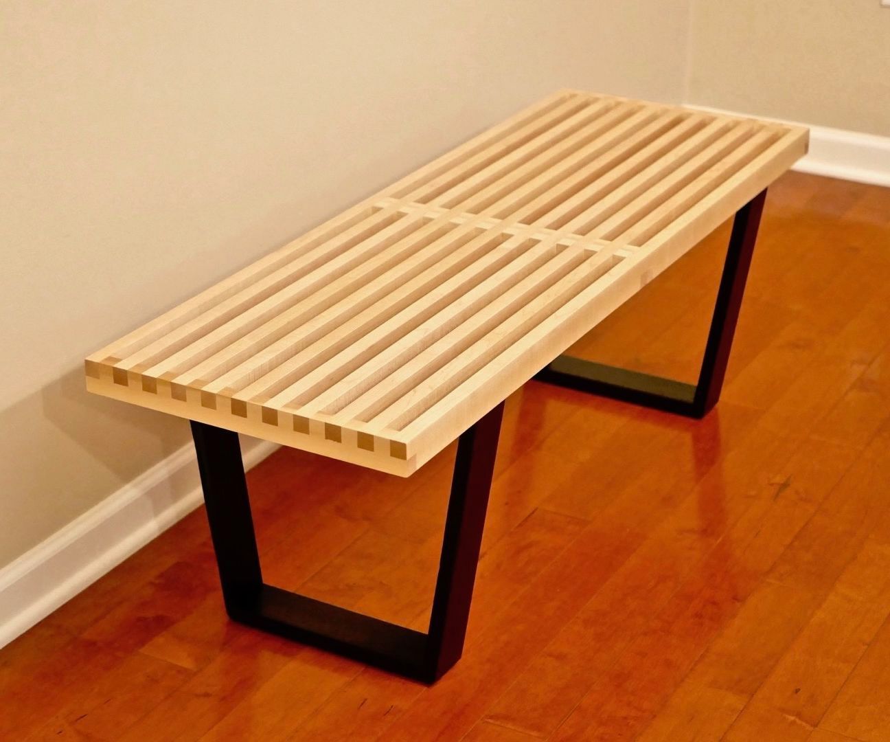 DIY Mid-Century Modern Slatted Bench