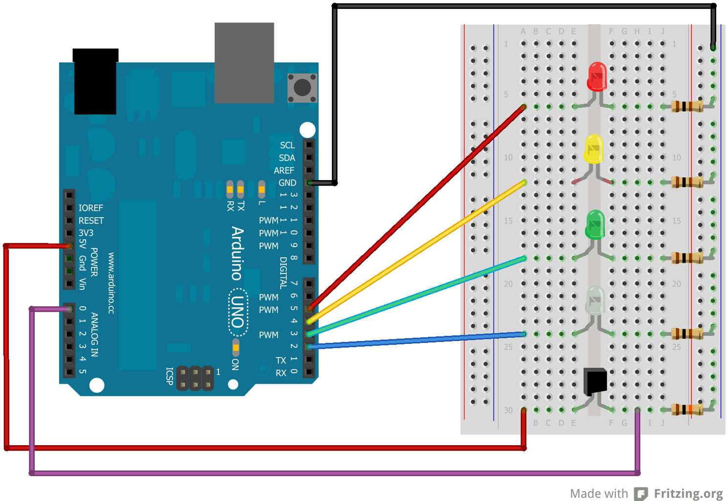 Arduino Street Traffic Light - Breadboard Edition : 13 Steps ...