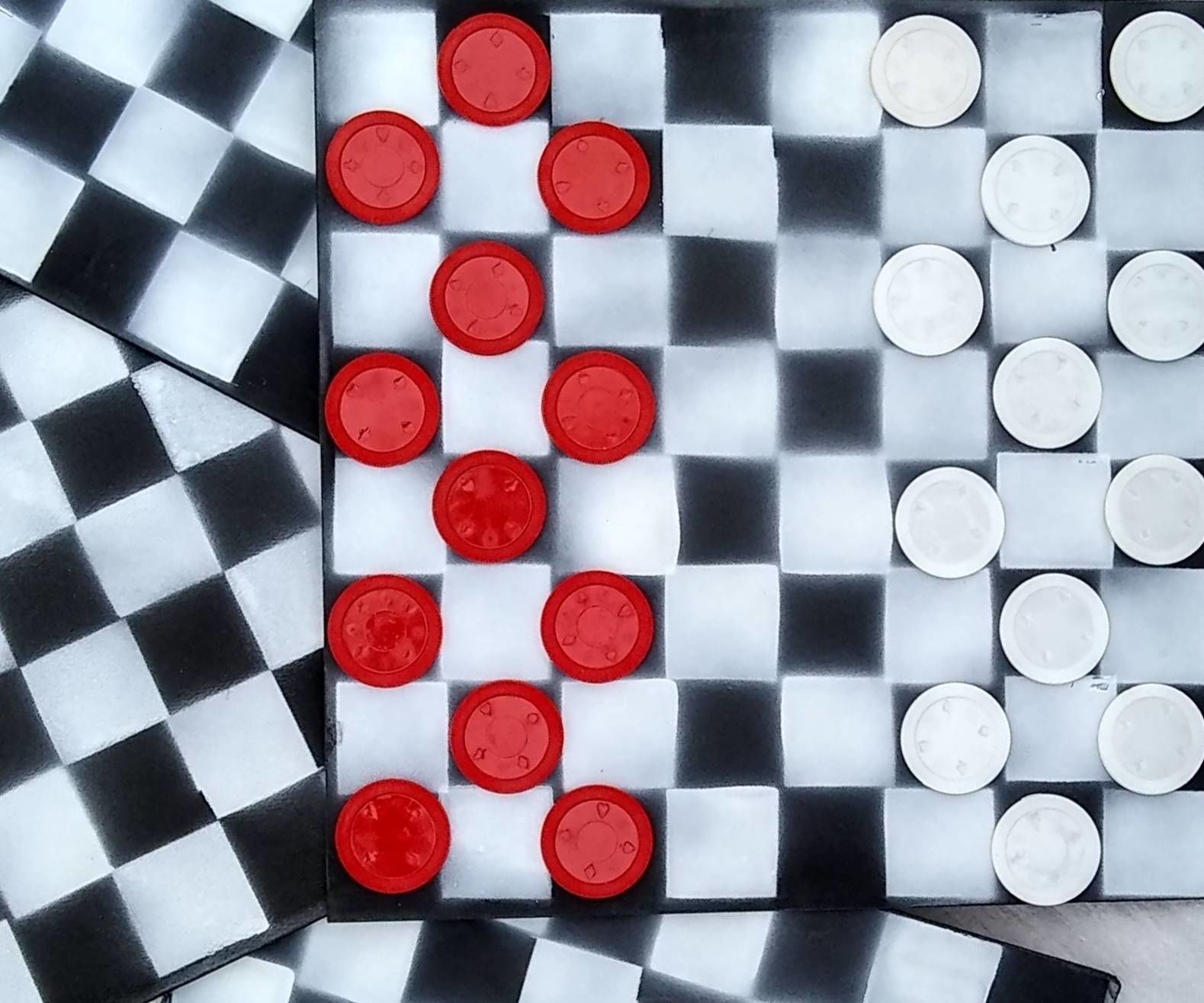 Checker Set - Up-Cycled From LP-Sleeve + Poker-Chips
