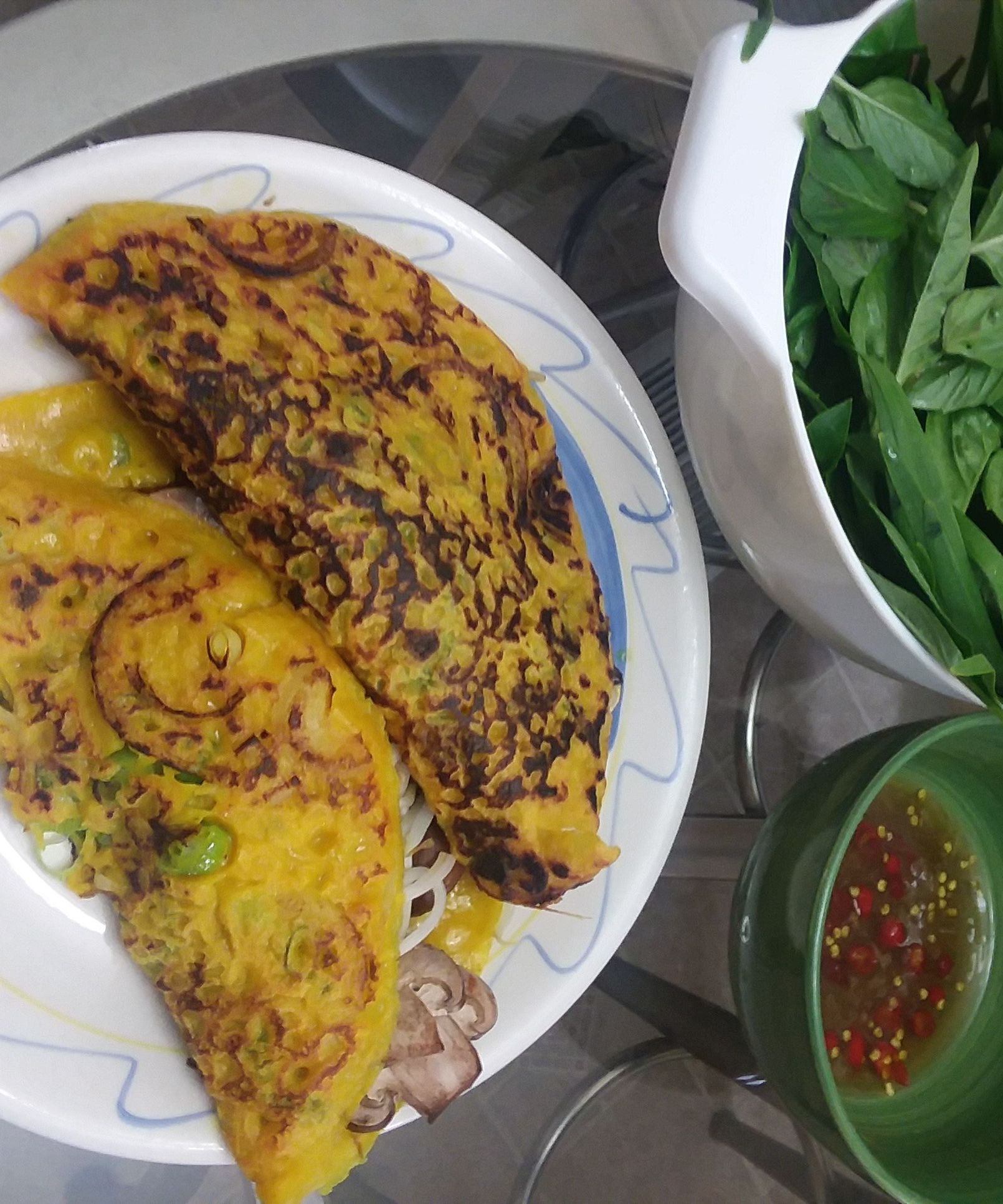 Vegetarian Vietnamese Banh Xeo + Vegetarian Fish Sauce
