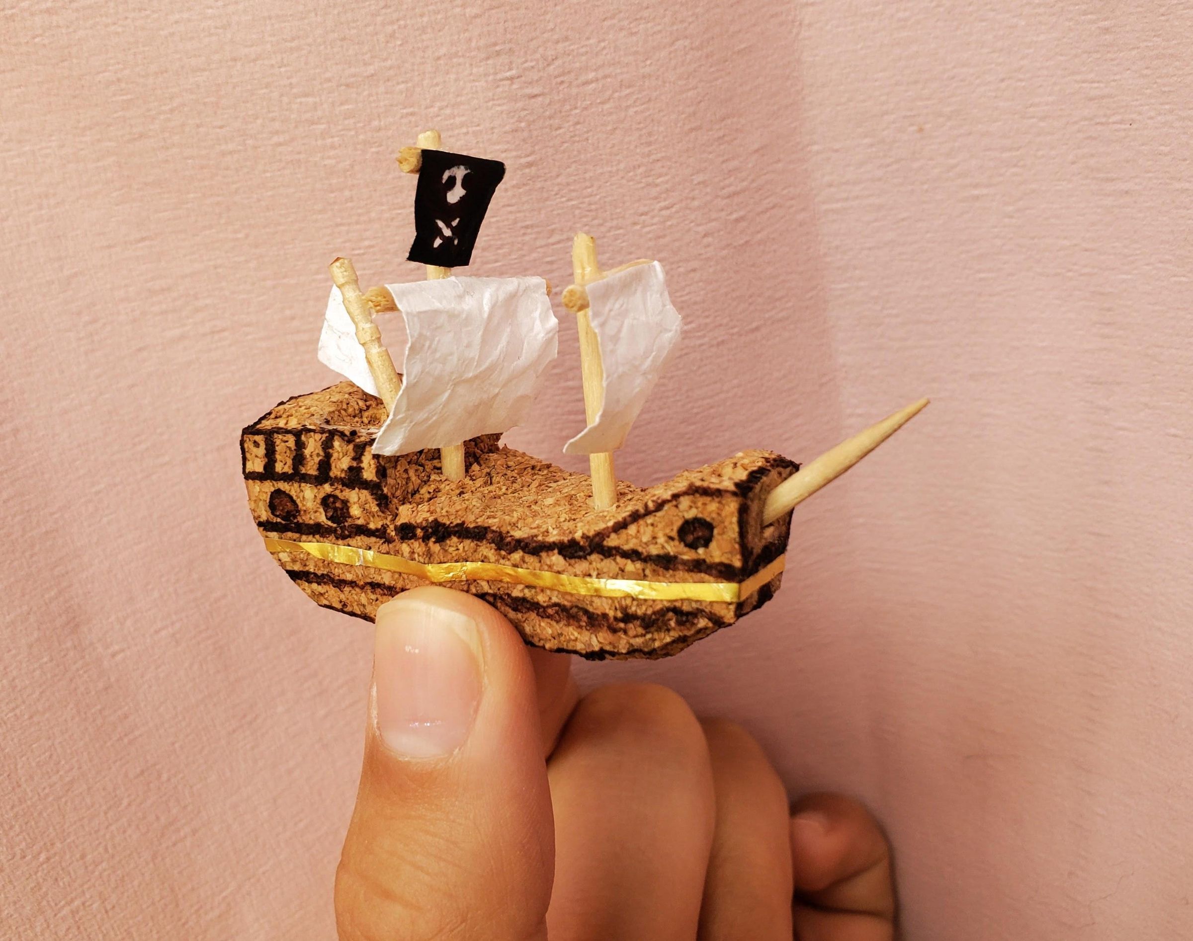 Wine Cork Pirate Ship