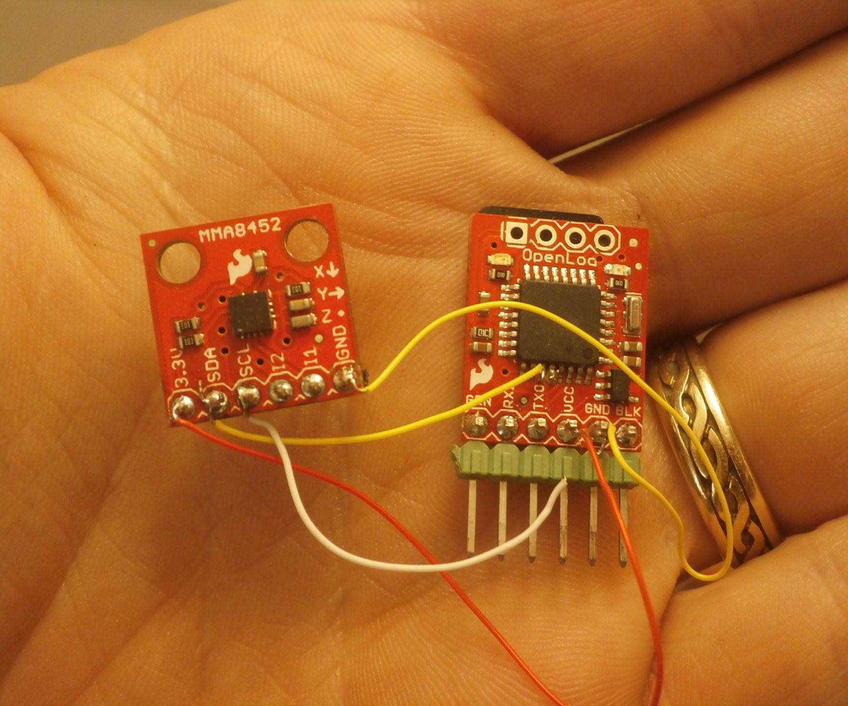 Connect open loger and accelerometer