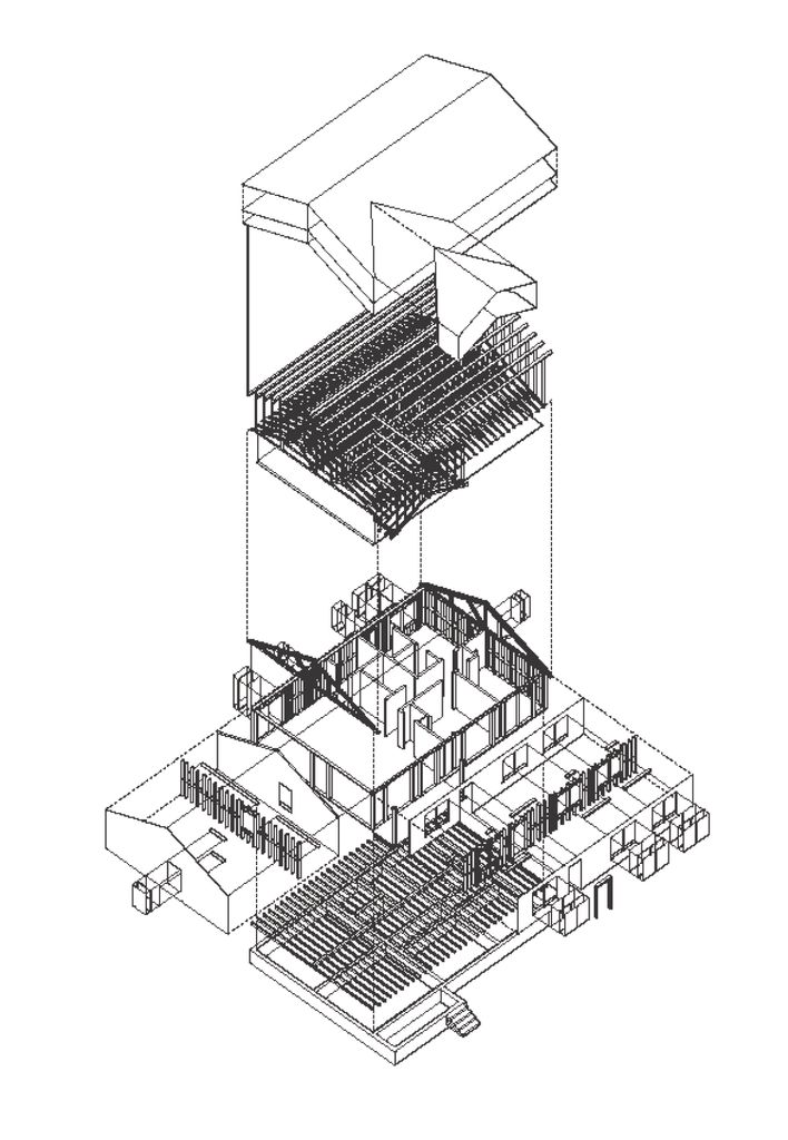 Exploded House Subdivision House Exploded View Technical Drawing 640x640