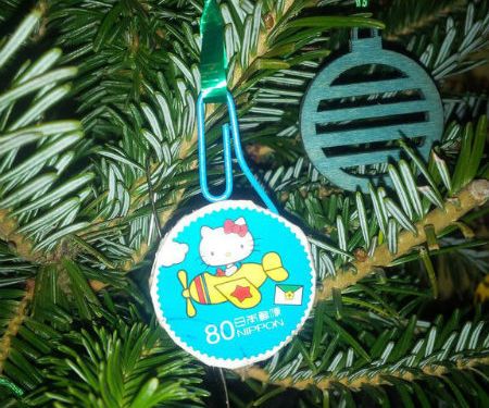 Postage Stamps Into Tiny Tree Ornaments