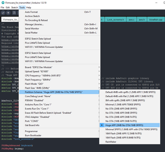 Switch the Partition Scheme to the "Huge APP (3MB No OTA/1MB SPIFFS)"