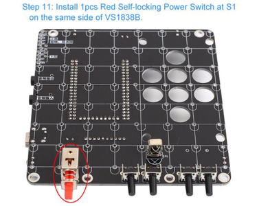 Install 1pcs Red Self-locking Power Switch at S1 on the Same Side of VS1838B