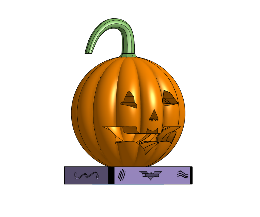 Jack-O'-Lantern With Batman Logo 3D Model