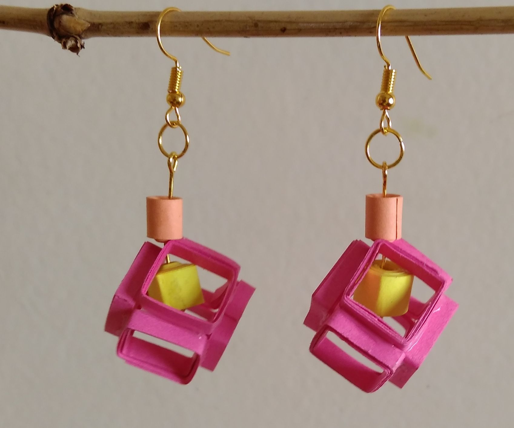 Simple Quilled Cube Earrings