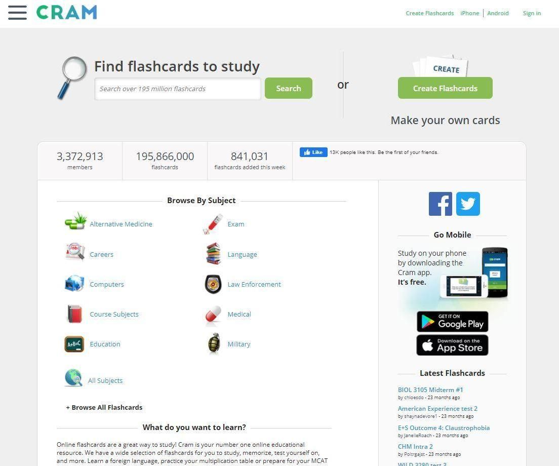 Custom Flashcards With Cram.com