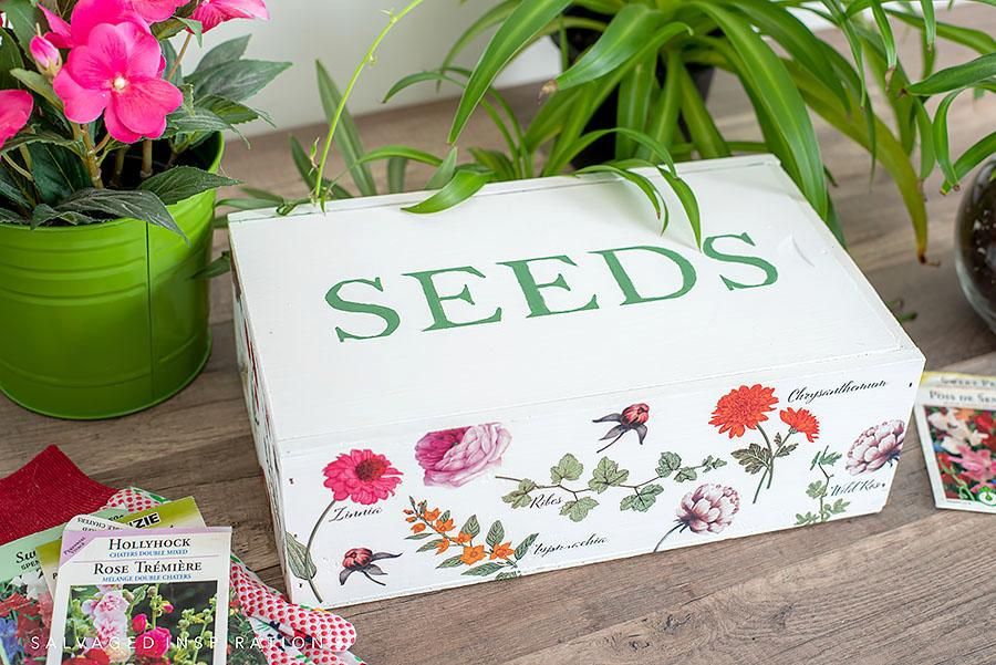 Wine Box Into a DIY Seed Storage Box