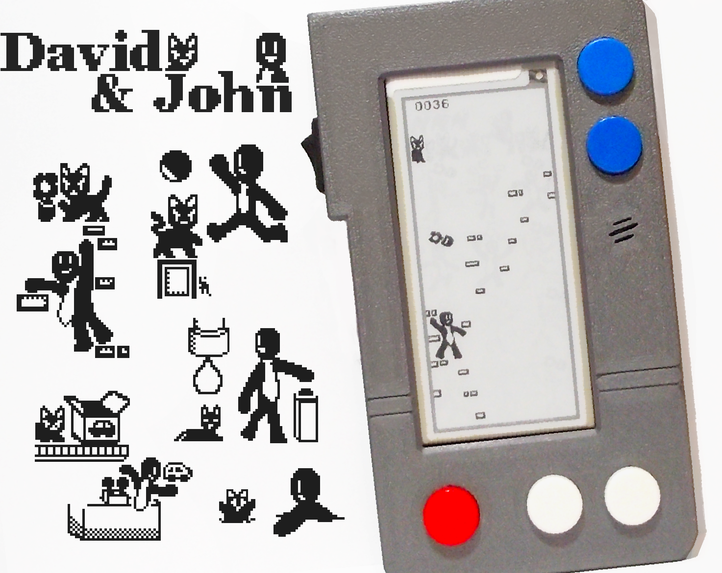 David & John /ᐠ.ꞈ.ᐟ\ Game & Watch - Raspberry Pi PICO - E Paper - Video Game Handheld Console