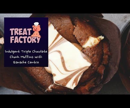Triple Chocolate Chunk Muffins With Ganache Centre