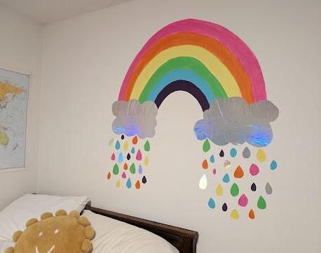 Moveable Painted Rainbow Mural Using Wall Vinyl
