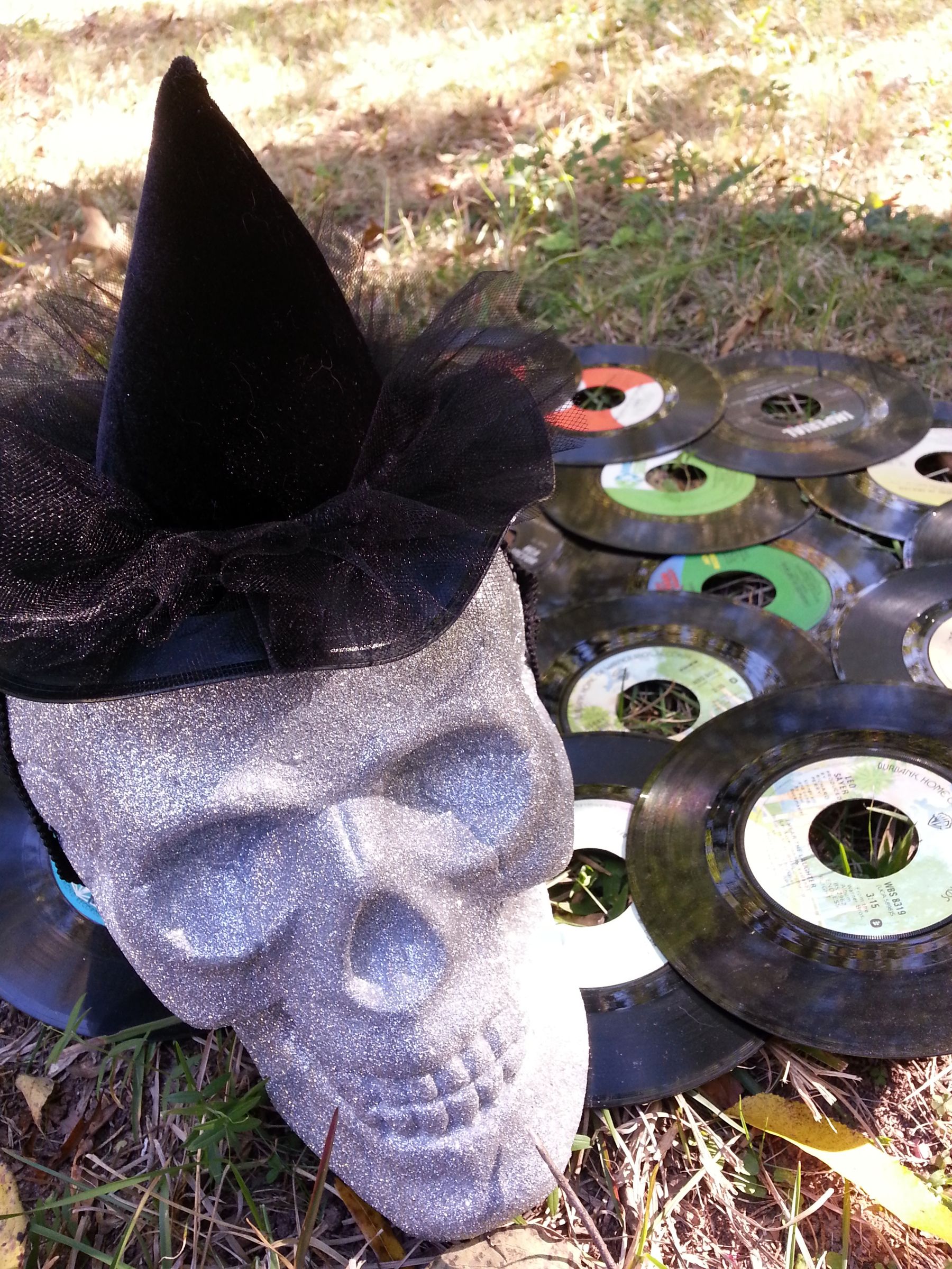 Mini Witch Hat (Fascinator) With Upcycled 45 Record Brim