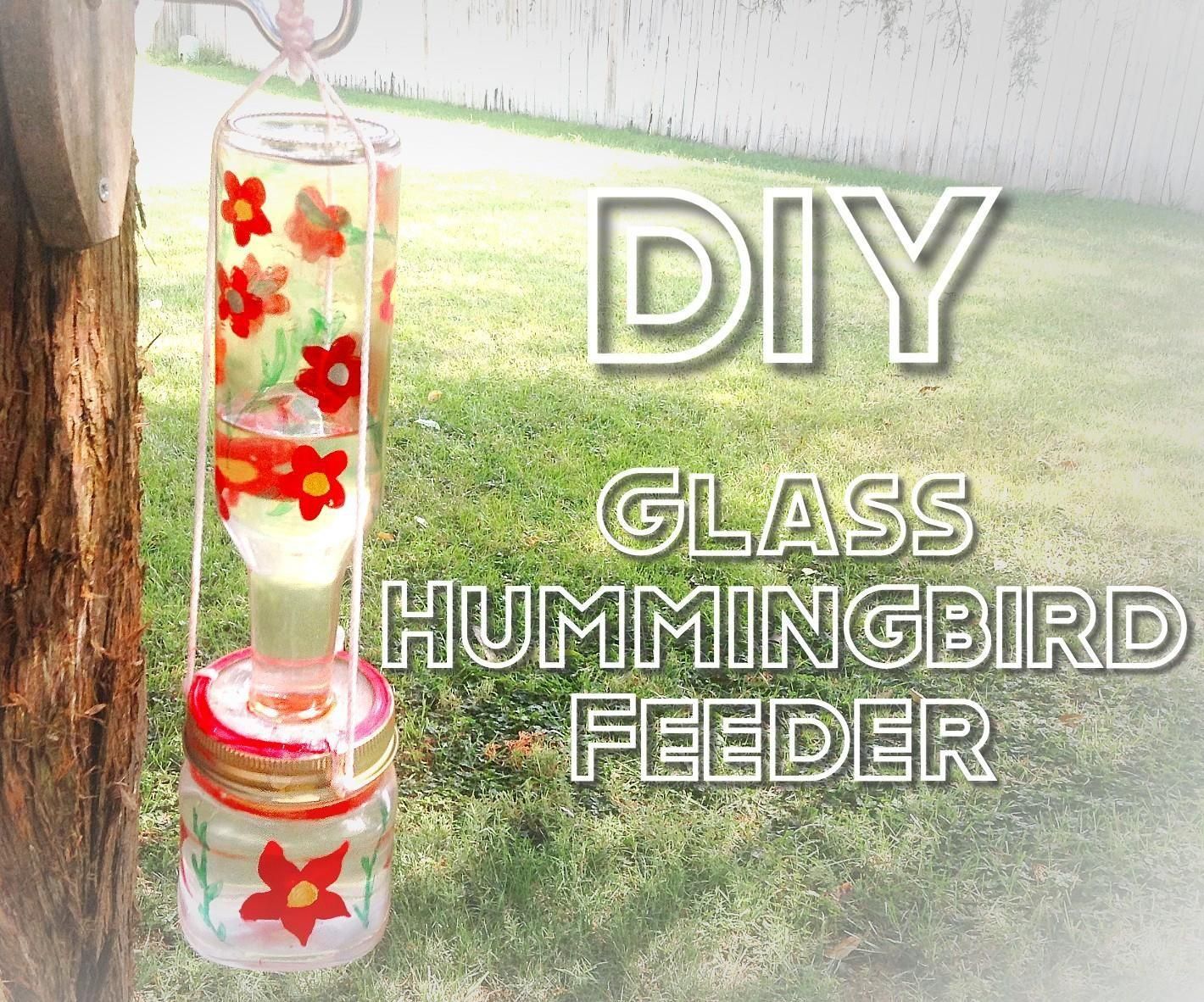 Recycled Glass Hummingbird Feeder 