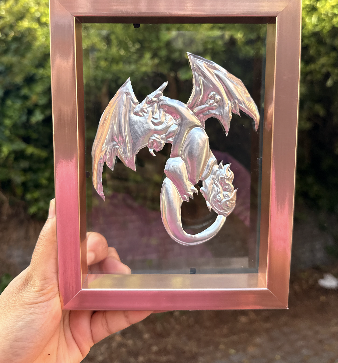 Floating 3D Metal Charizard Art From Recycled Foil Containers