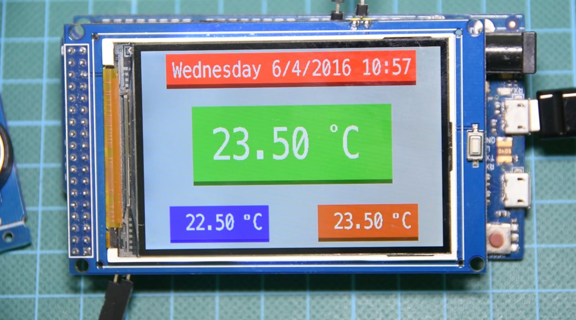 Arduino Temperature Monitor and Real Time Clock With 3.2" Display : 6 ...