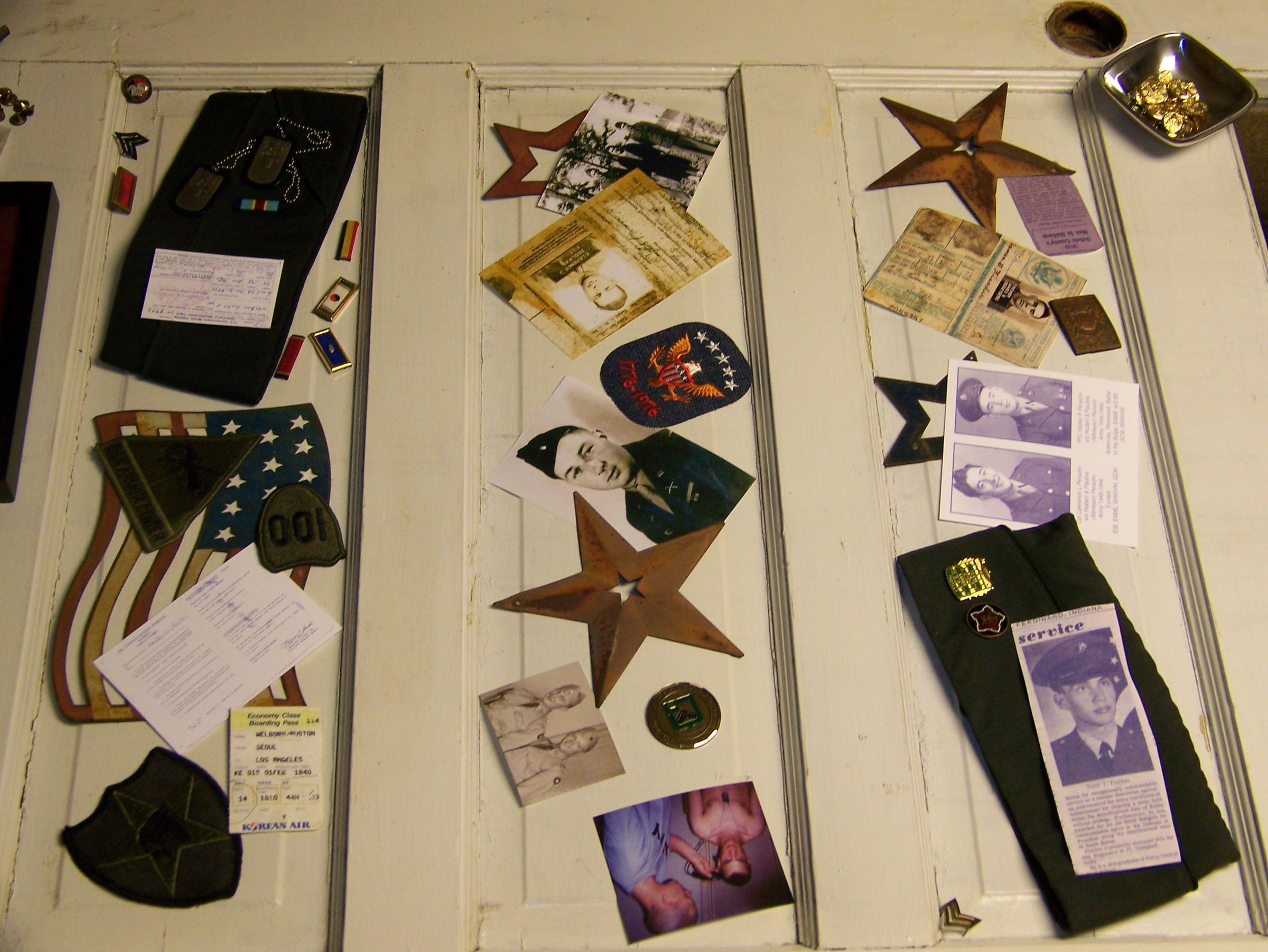 Old Door/Coffee Table/Family Military Shadowbox