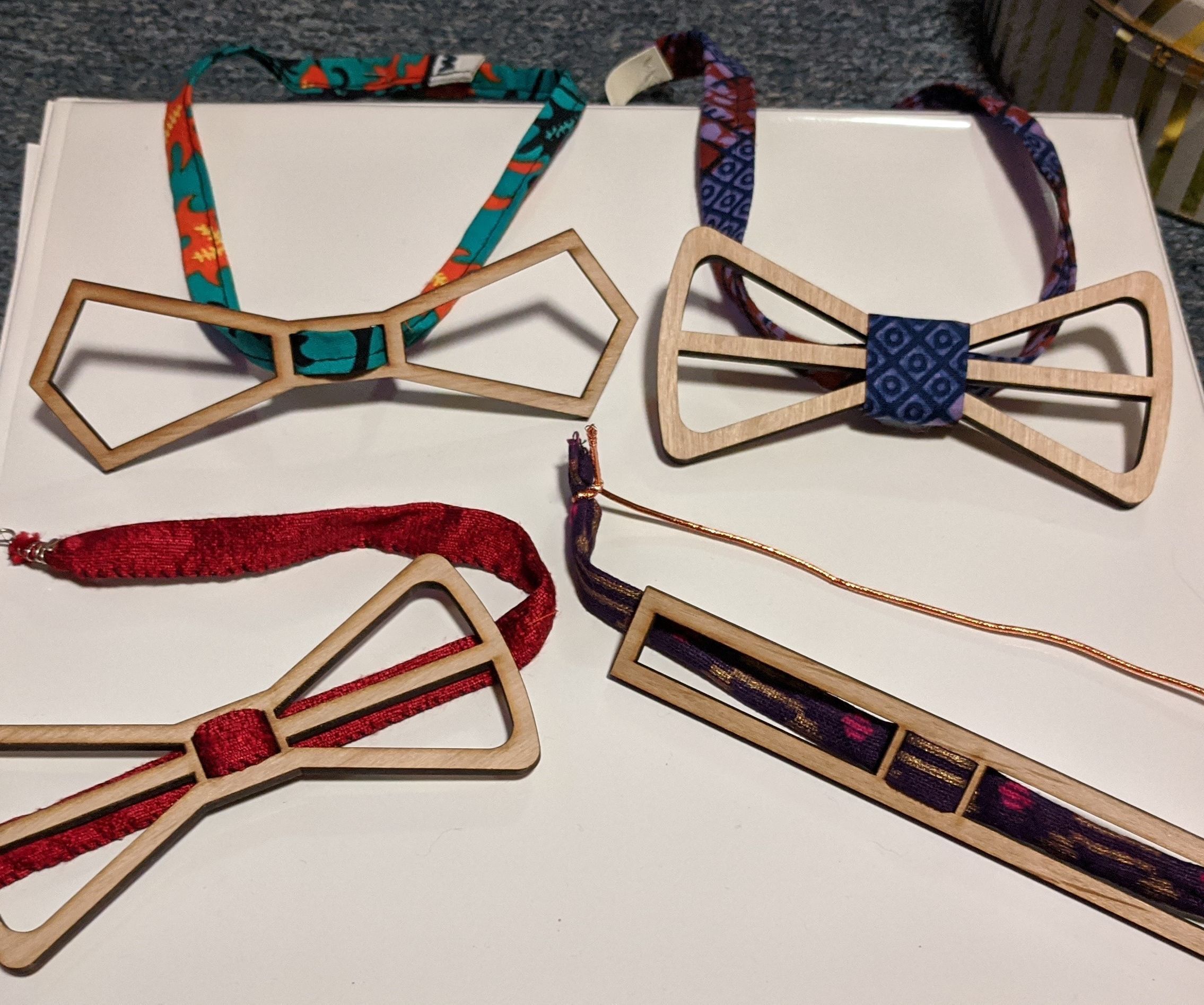 Laser Cut Bow Tie With Colorful Cloth