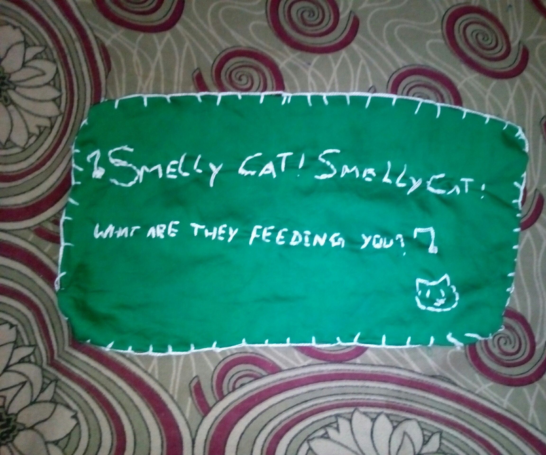 F.R.I.E.N.D.S   Inspired Smelly Cat Embroidered  Handkerchief 