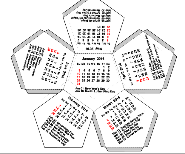 Dodecahedron Calendar - 2 Page - Customizable : 4 Steps (with Pictures) -  Instructables