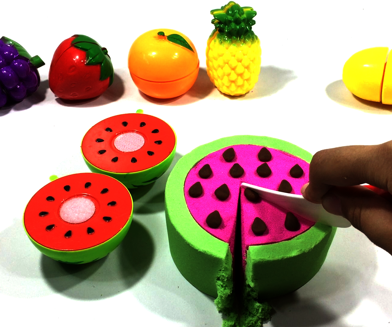Kinetic Sand Watermelon Cake - Learn Colors for Kids