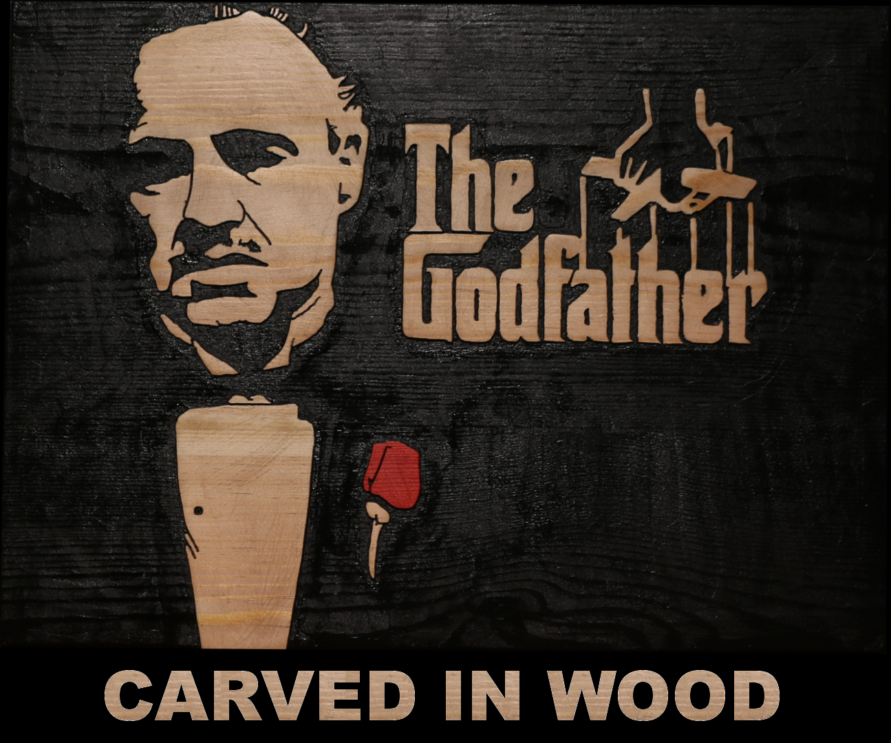 The Godfather Movie Poster Carved in Wood