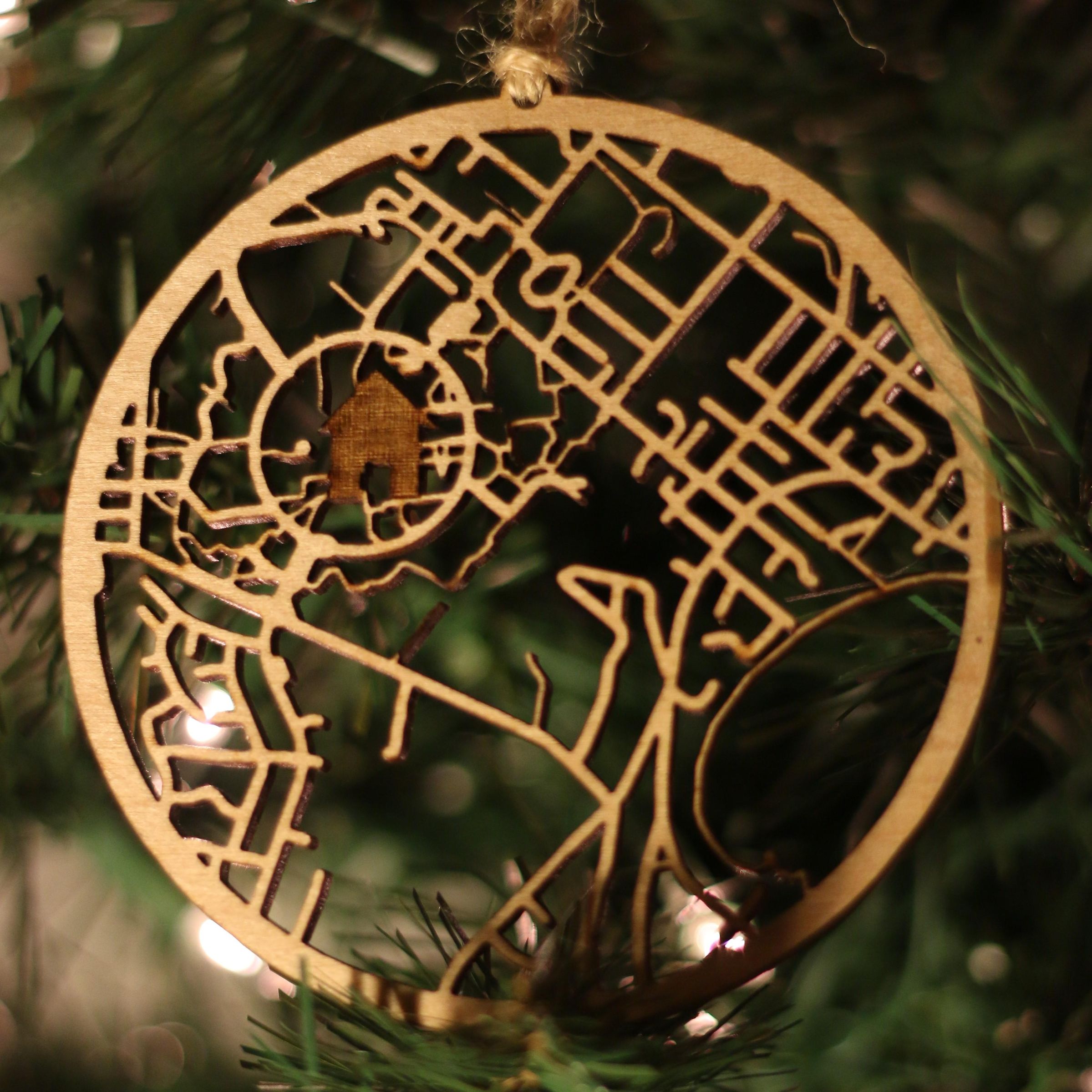 Laser Cut Street Map Ornaments