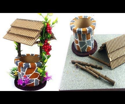 Make DIY Wishing Well Home Decoration Craft From Cardboard!