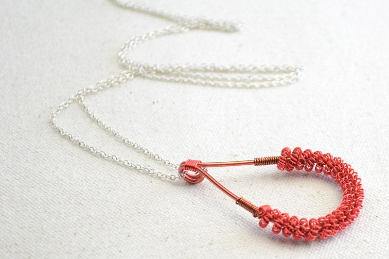 Personalized Charm Necklaces With Red Copper Wire