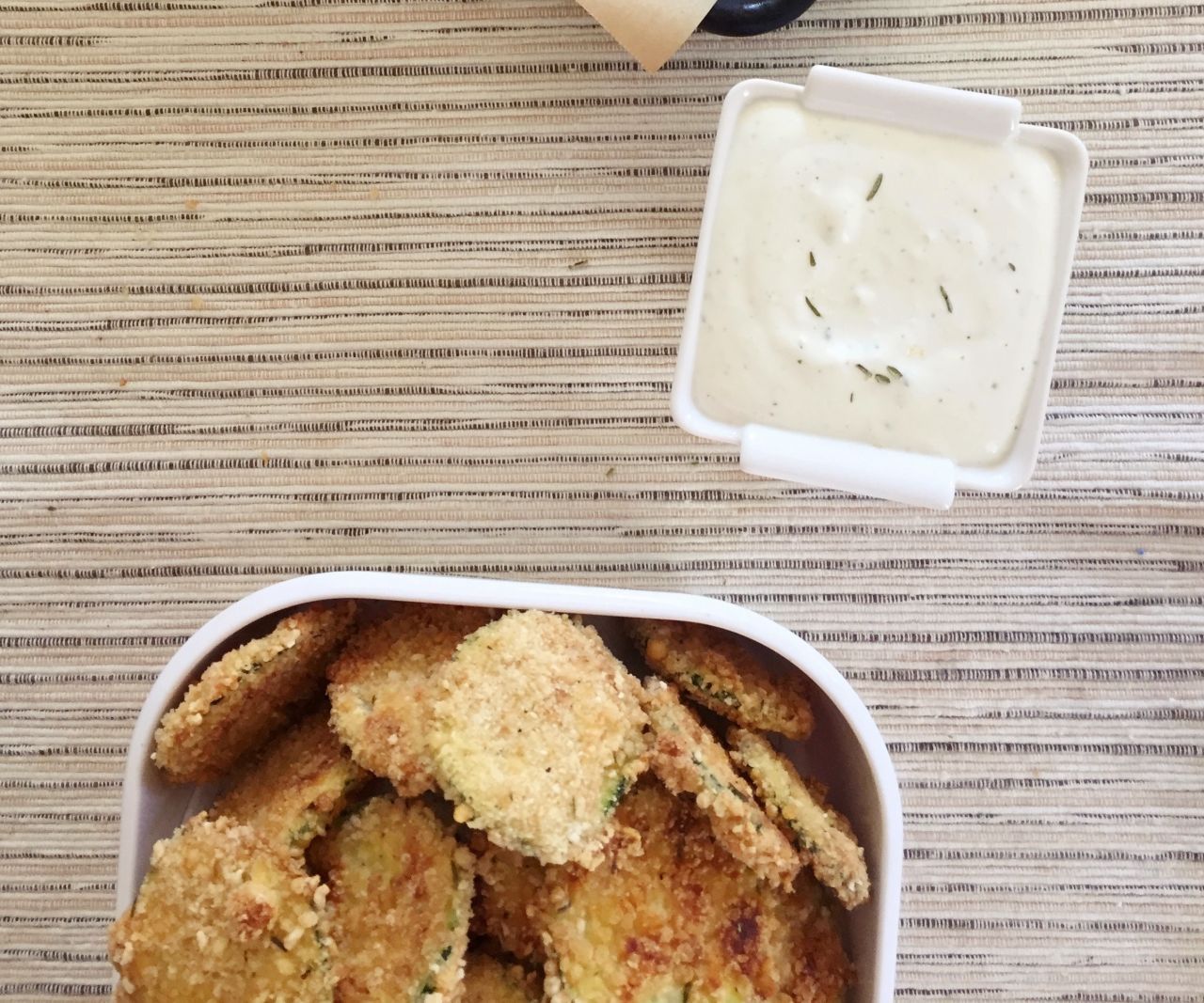 Zucchini Parmesan Chips With Feta Sauce (gluten Free)