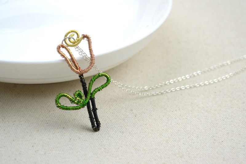 Handmade Tulip Necklace With Multi-colored Copper Wire
