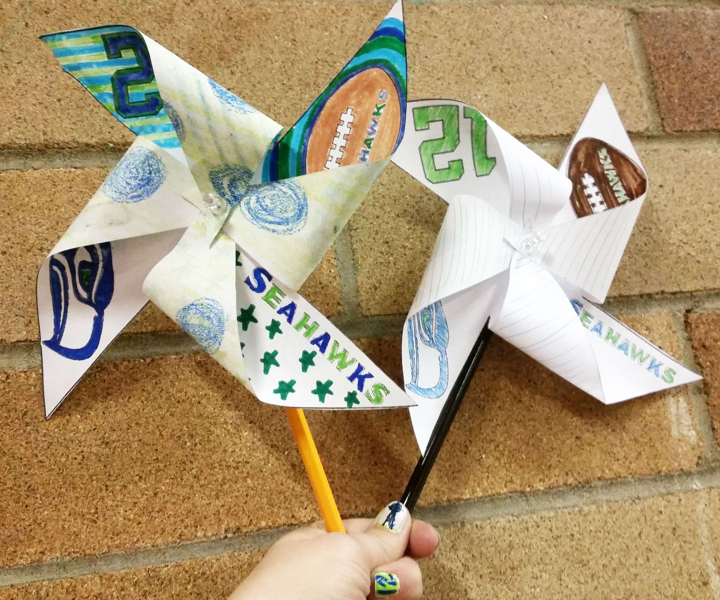 Printable SeaHawks Pinwheel Template