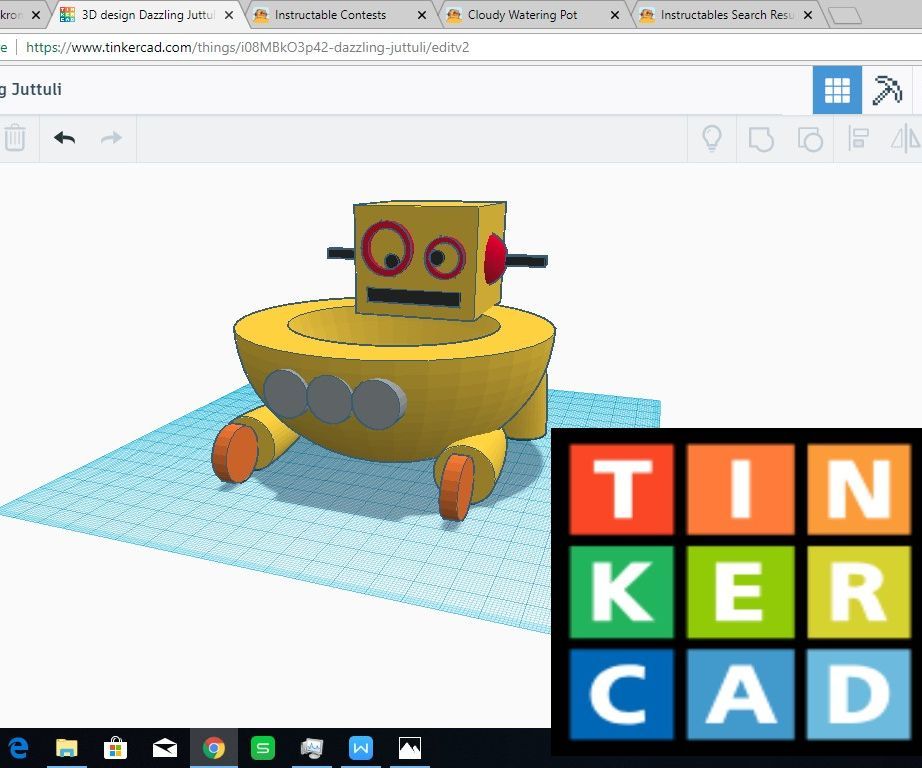 Tinkercad Instructable Robot Planter