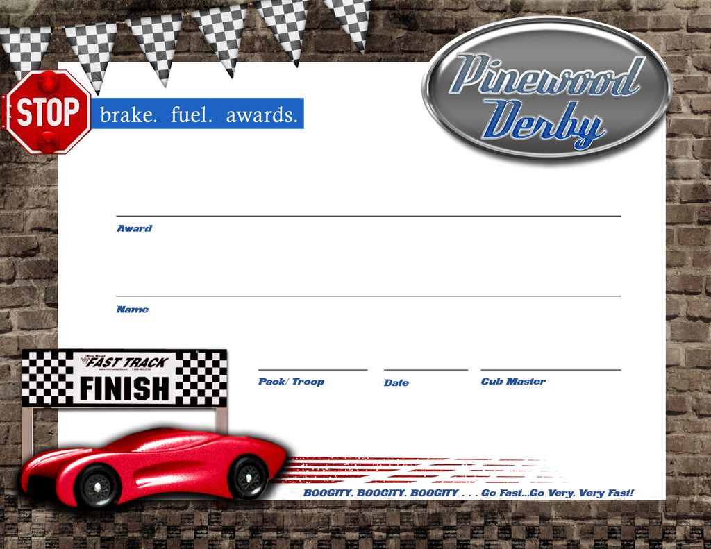 Pinewood Derby Certificate Template