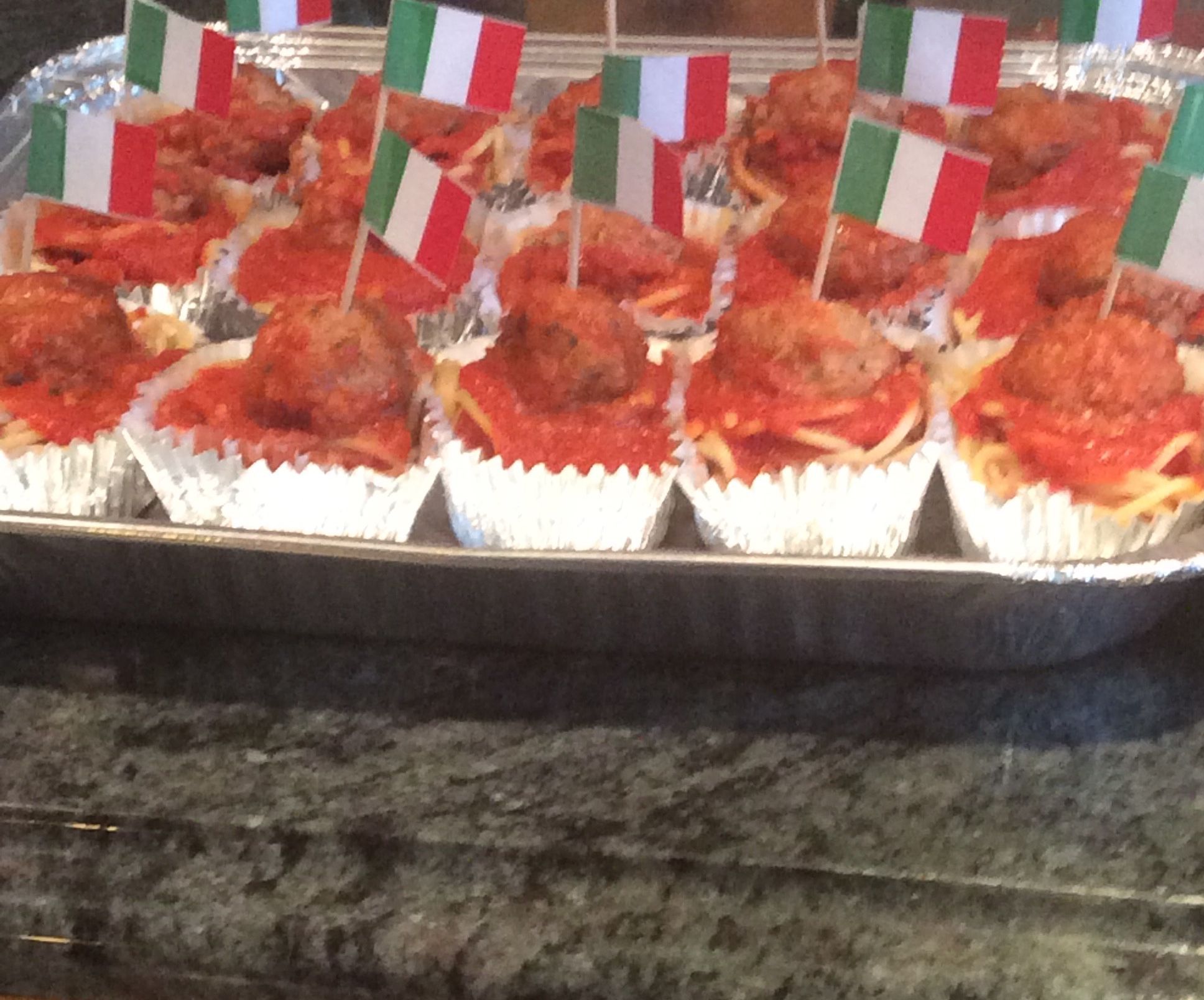 Spaghetti and Meatball Cupcakes