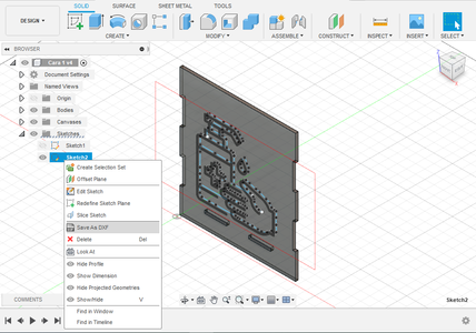 Save the Sketch As a File of Dxf