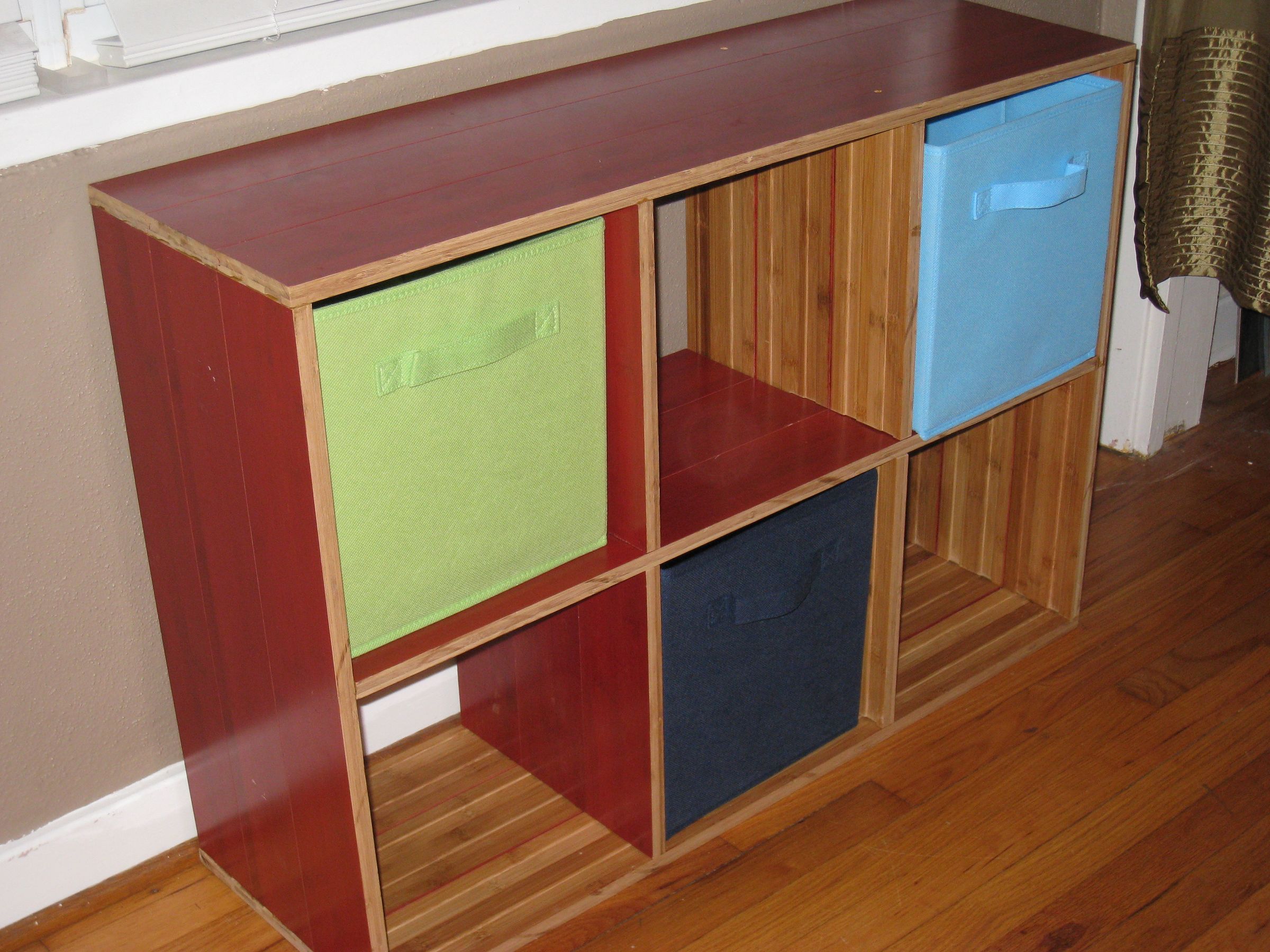 Cubicle Bookshelf Made From Left Over Flooring