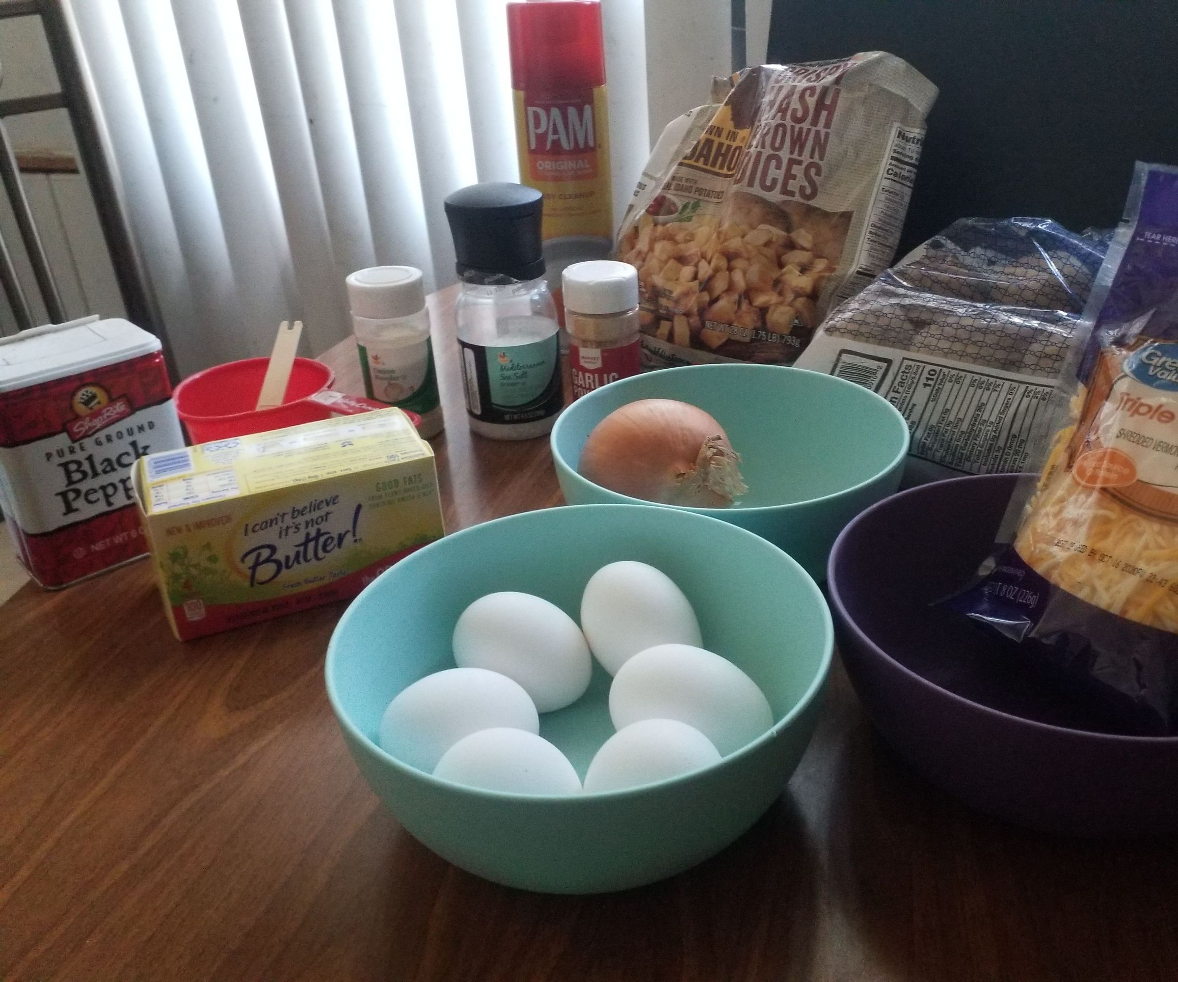 Tuna,Egg,Potato,Onion and Cheese Scramble