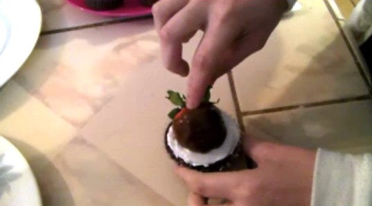 Adding the Strawberry and the Frosting