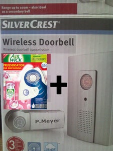 Portable Wireless Motion Sensor Triggered Alarm With a Wireless Doorbell and an Airwick Motion Sensor