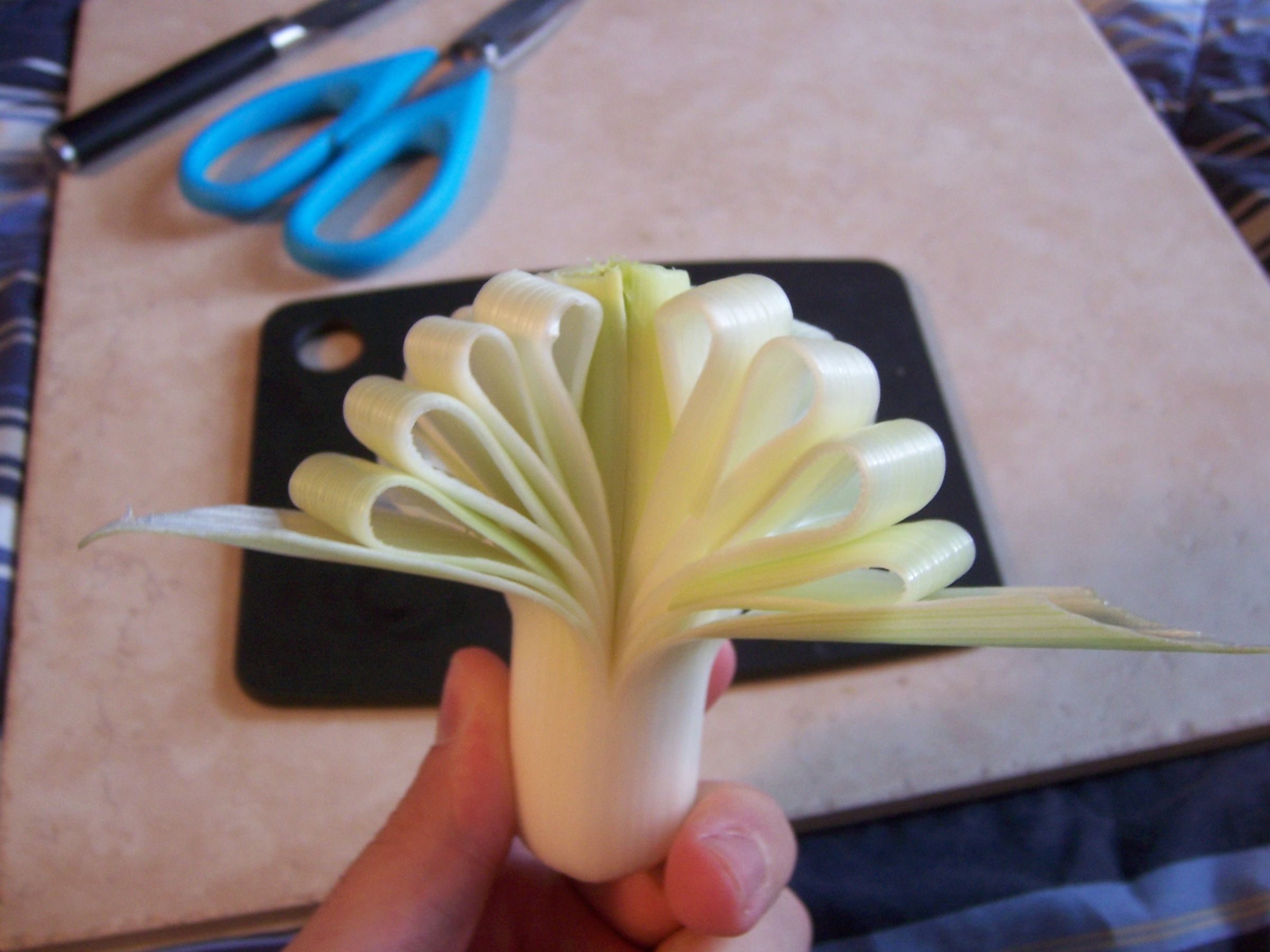Easy Leek Flower/ Ribbon for Garnish