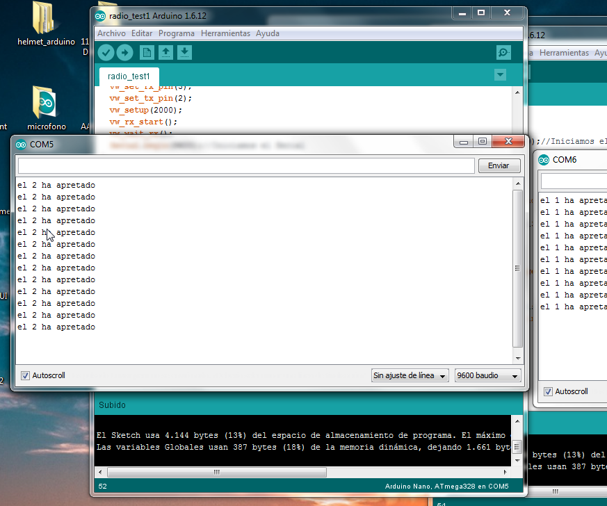 Transceiver Test Between Two Arduinos With 433MHz Modules