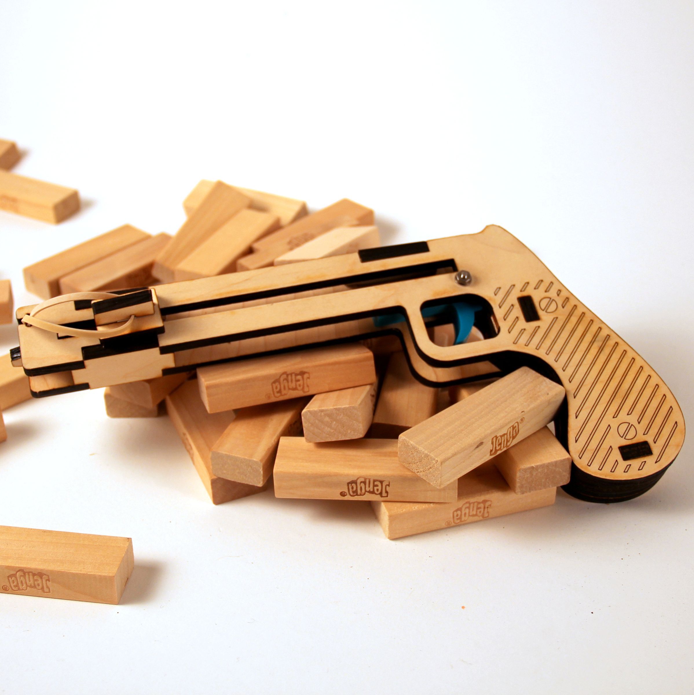 Wooden Laser Cut Jenga Pistol
